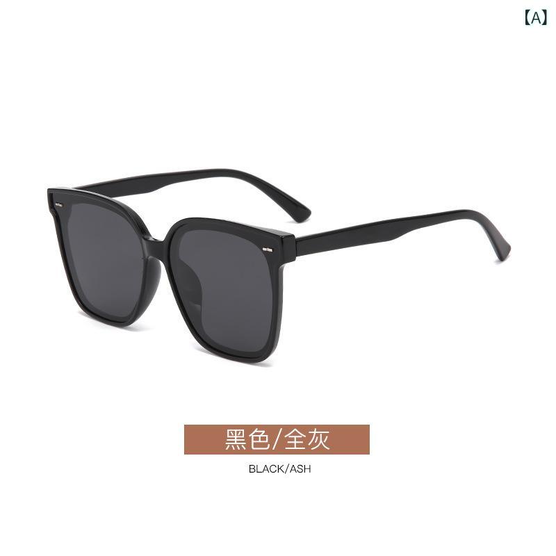 サングラス レディース 韓国風 UVカット 紫外線対策 スクエアフレーム ファッション アイウェア ブラック