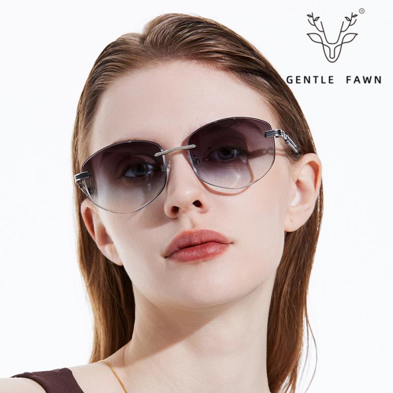 サングラス レディース 無 рамка Металл ファッション アイウェア UV400 紫外線対策 シルバー グレー