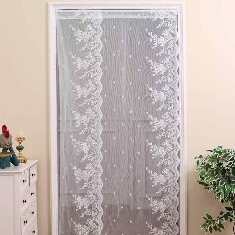 カーテン レディース レース ポリエステル 白 韓国風 波模様 田園風 アメリカン 間仕切り 短め