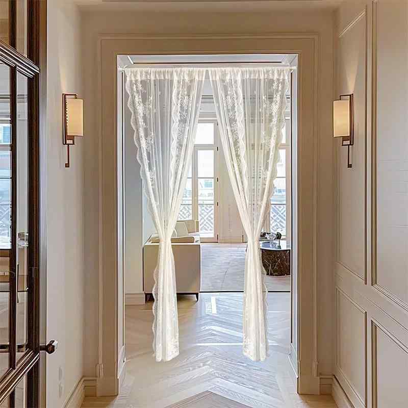 カーテン レディース レース 窓用 ドア用 ポリエステル 白 ホワイト 花柄 ストロベリー イチゴ 蝶 チョ..