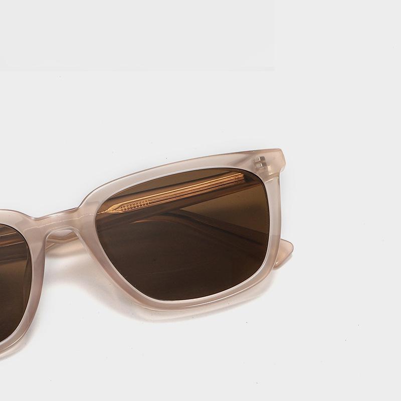 サングラス 小さめ 楕円 UV400 紫外線カット 板材フレーム 黒 ブラック 燕麦色 ブラウン 普段使い