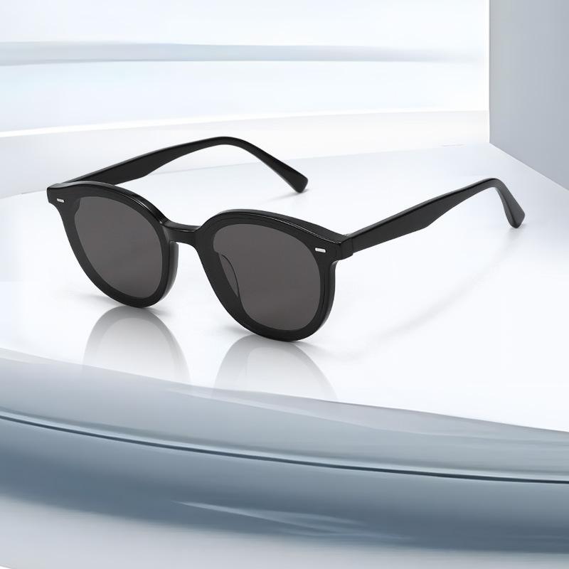 サングラス メンズ レディース ラウンドフレーム 板材 UV400カット 紫外線対策 遮光 緑色 グレー ブラック ブラウン アウトドア 旅行