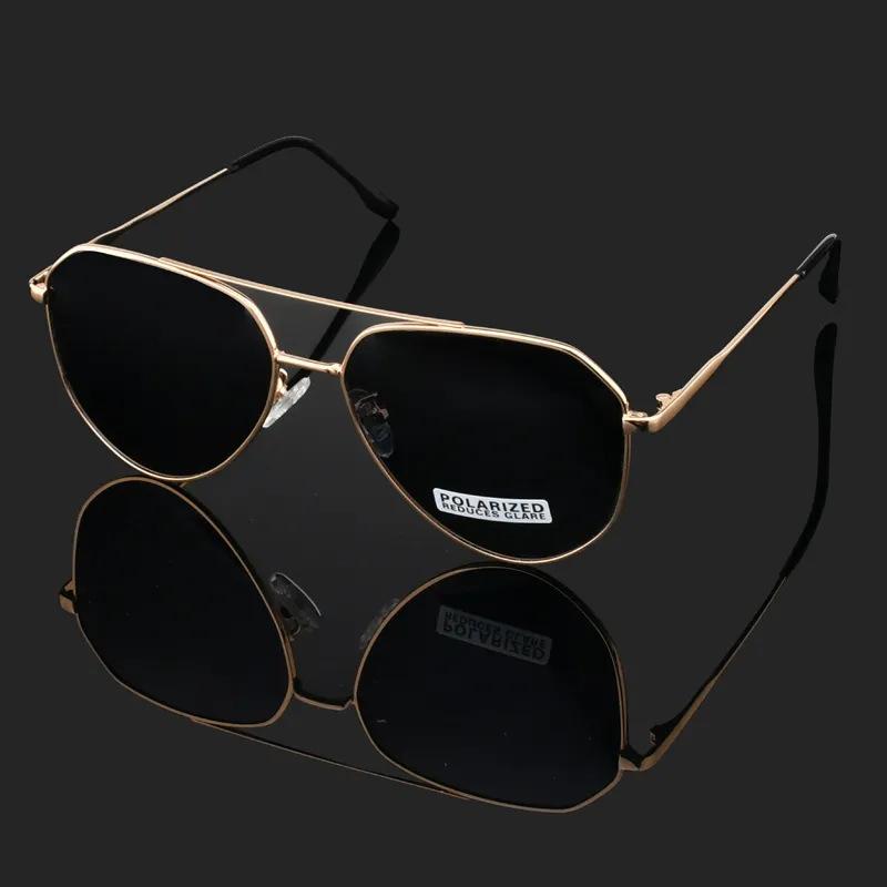 サングラス メタルフレーム ドライブ 運転 釣り 紫外線カット 偏光レンズ ゴールド グレー