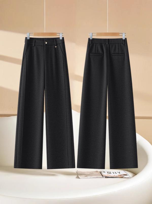パンツ レディース ウール ワイドレッグパンツ 秋冬 厚手 スーツパンツ ハイウエスト あったか 裏起毛 ストレートパンツ ブラック カーキ ベージュ オートミール