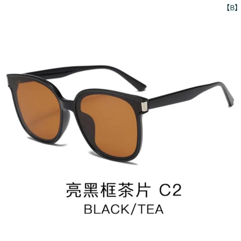 サングラス レディース ファッション UVカット 紫外線対策 大きめフレーム ブラック グレー ブラウン オレンジ スクエア リベット 旅行 お洒落 エレガント スタイル 3