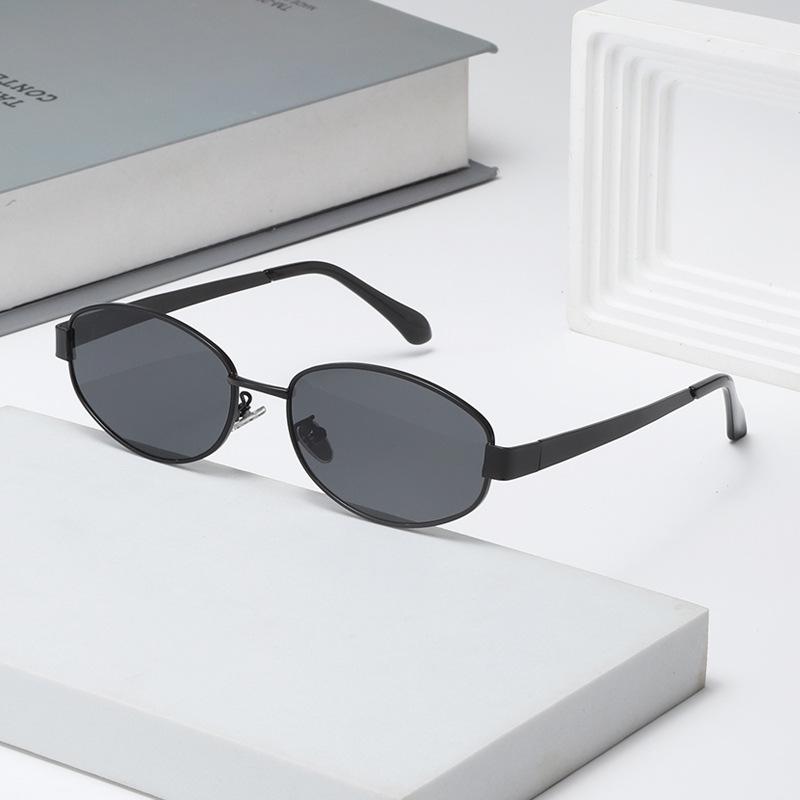 サングラス レディース メンズ UVカット 紫外線対策 遮光 遮陽 アイウェア 灰色 ブラック ゴールド シルバー 個性的 楕円 メタルフレーム パーティー イベント