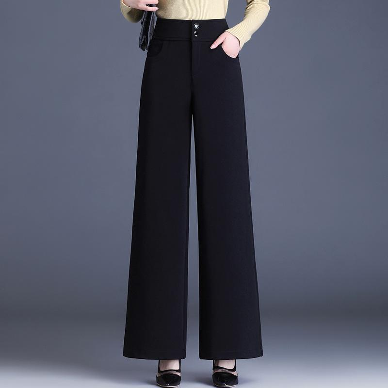 パンツ レディース 秋冬 接触冷感 高見え カジュアルパンツ ゆったり ストレート ワイドレッグパンツ スラックス 再生繊維 高身長(4)