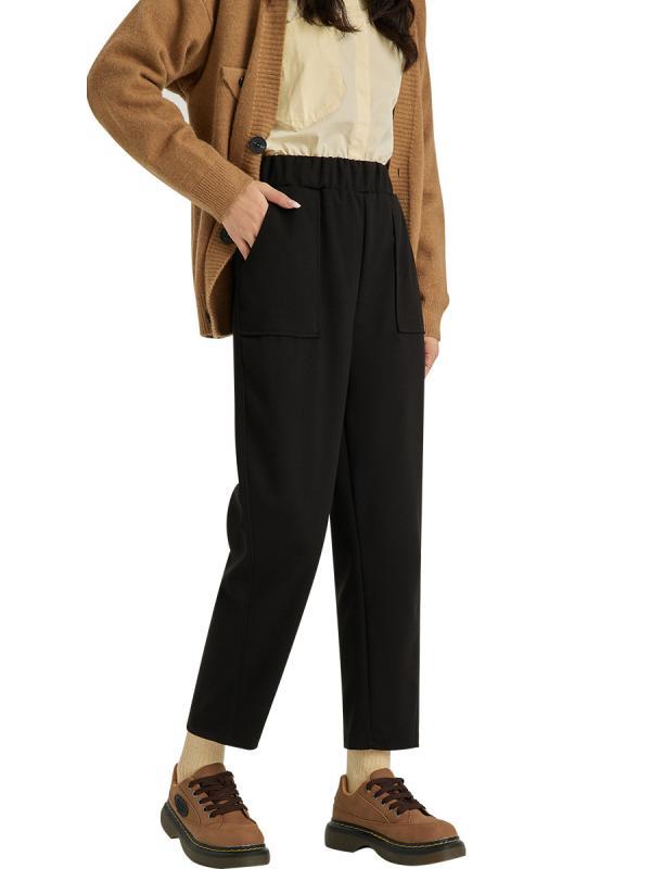 パンツ レディース 秋冬 高見え 美脚 スラックス 九分丈 テーパードパンツ ウール混紡 厚手 ゆったり ハイウエスト 黒 ベージュ カジュアル 普段使い お出かけ