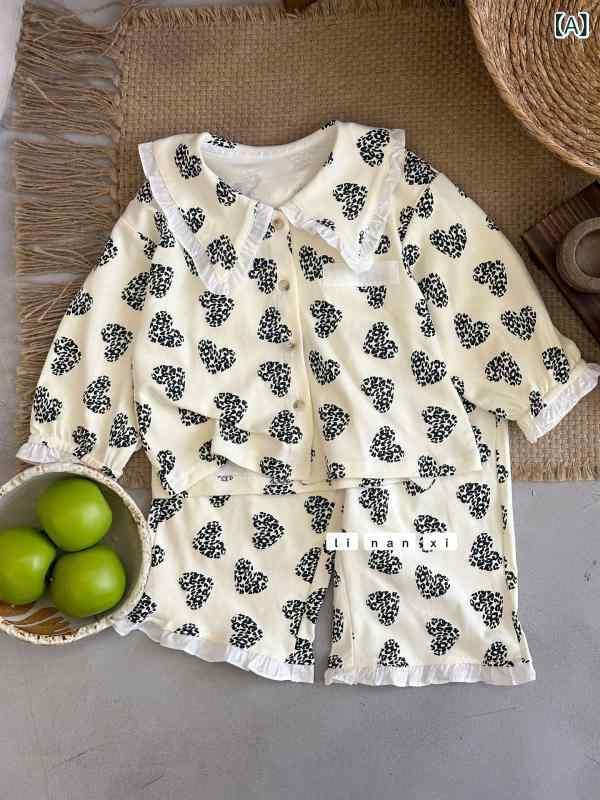 子供用パジャマ 春秋 薄手 A類 コットン 上下セットアップ かわいい 韓版 ルームウェア 女の子 90cm 100cm 110cm 120cm 130cm