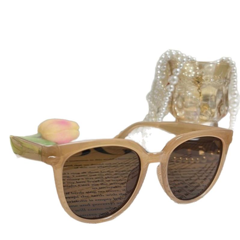 サングラス レディース レトロ風 UVカット 小顔効果 ブラック系 ラウンドフレーム ドライブ 普段使い 旅行