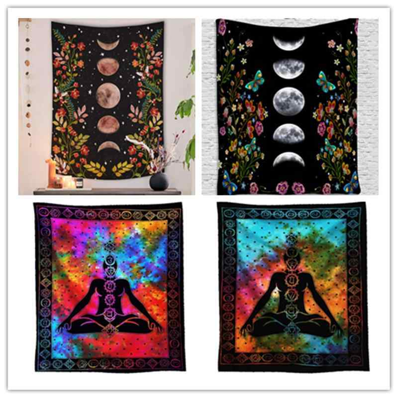 タペストリー 壁掛け 北欧風 インテリア 部屋 飾り付け ポリエステル製 模様替え おしゃれ スカル 髑髏 月 ムーン 蝶 バタフライ モノクロ 白黒 180cm 230cm 150cm 130cm