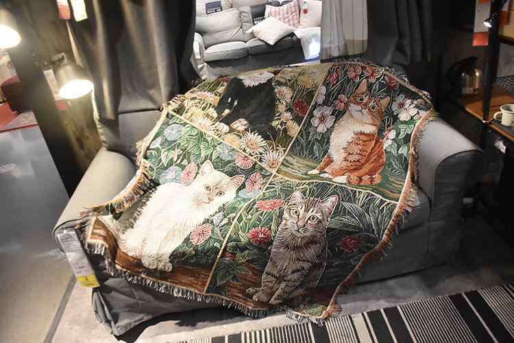 タペストリー レジャーブランケット 装飾ブランケット ペット用毛布 布製ニットブランケット 綿製ブランケット ソファーブランケット 猫柄 民族風 リビング