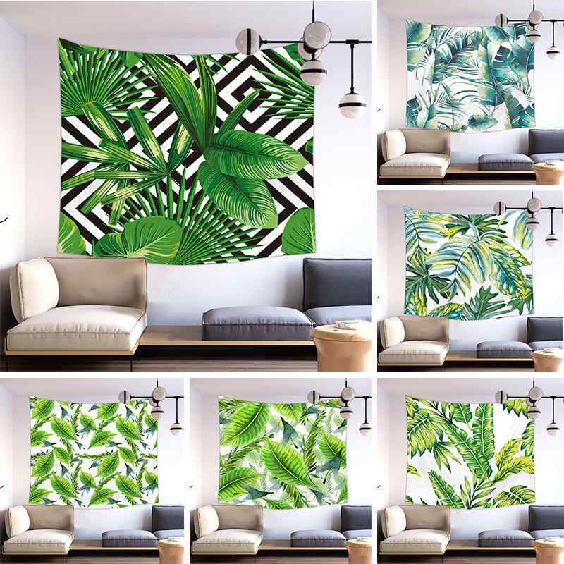 タペストリー 緑のモンステラの葉 桃皮ベルベット 壁掛け リビング 寝室