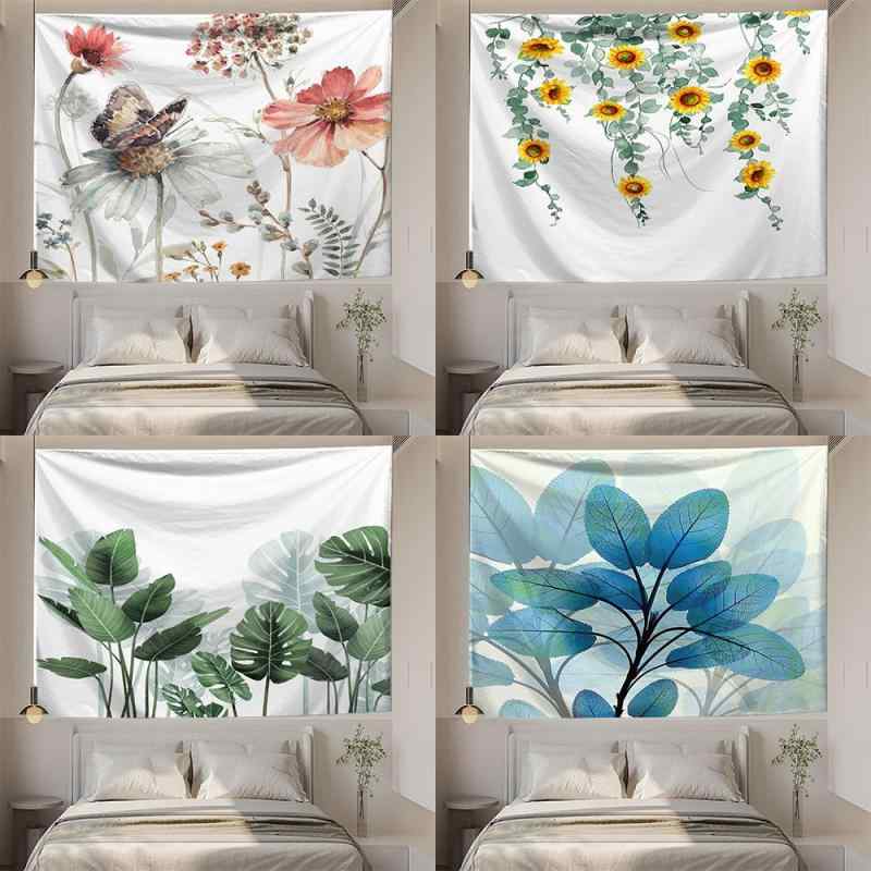 タペストリー レディース 花柄 壁掛け 北欧風 ポリエステル 寝室 寮 背景布 おしゃれ かわいい 黒 白 灰色 95x73 150x100 150x130 200x150 230x180