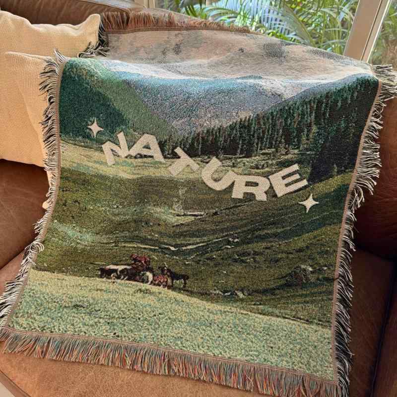 タペストリー 綿 壁掛け 風景 草原 ベッドルーム リビング 寝室 手洗い可能 ブランケット 長方形 北欧 80x100cm