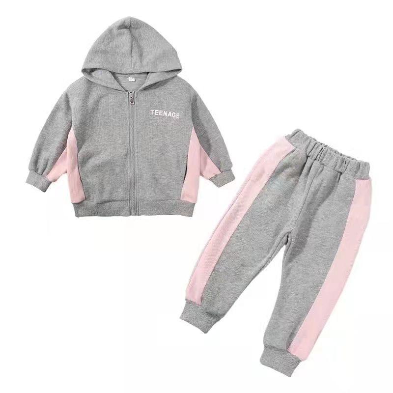 子供用ジャージ 上下セット 女の子 向け フリース 暖かい キッズ スポーツウェア 2点セット 厚手 防寒 秋冬 グレー 黒