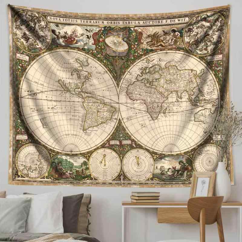 タペストリー 地図 背景布 ポリエステル製 リビング 寝室 書斎 壁掛け 幾何学模様 白 95 73cm 150 100cm 150 130cm 150 200cm 150 230cm