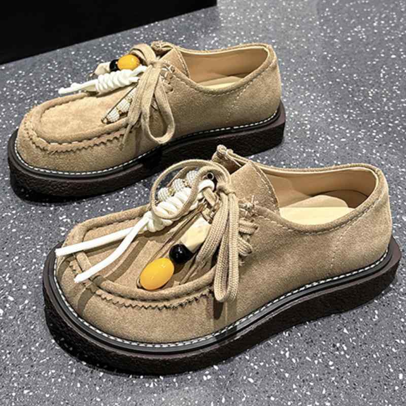 ローファー レディース 厚底 レザーシューズ 本革 スリッポン ラウンドトゥ 紐靴 春夏 秋冬 カジュアル..