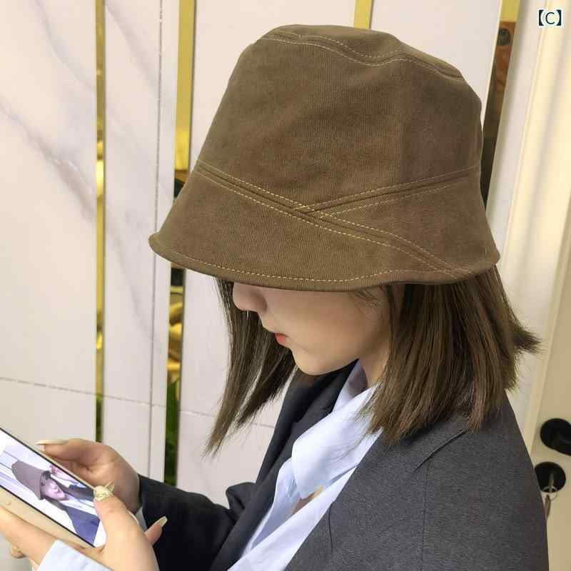 帽子 漁夫帽 女性用 韓国風 水桶帽 顔隠し 復古 かわいい 綿素材 切り替えデザイン...