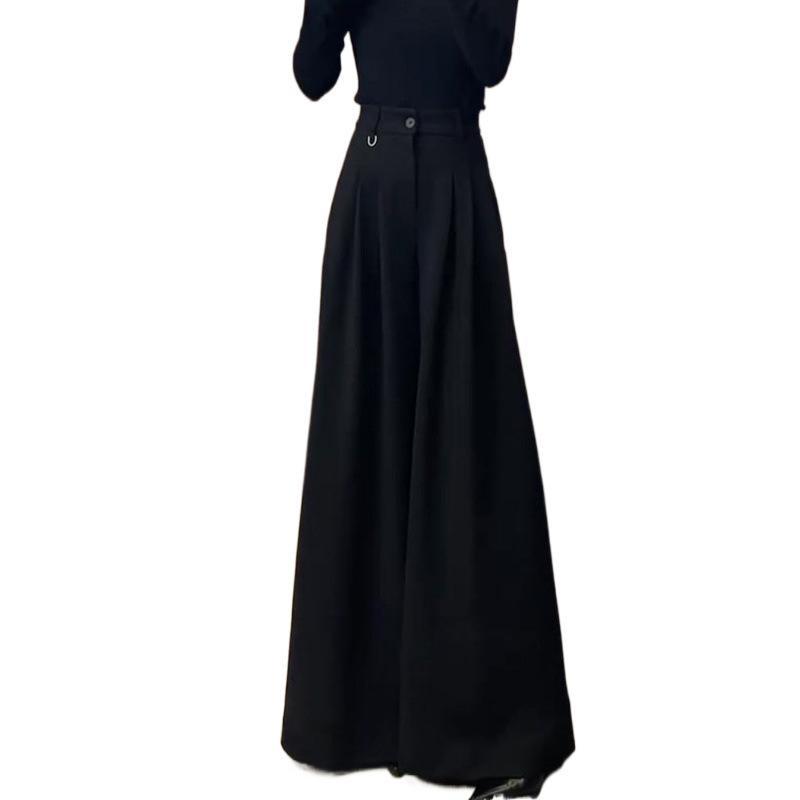 パンツ レディース 秋冬 高見え ワイドレッグパンツ 通勤 オフィス 高腰 ポリエステル ブラック 無地 長ズボン スラックス 美脚 きれいめ 上品