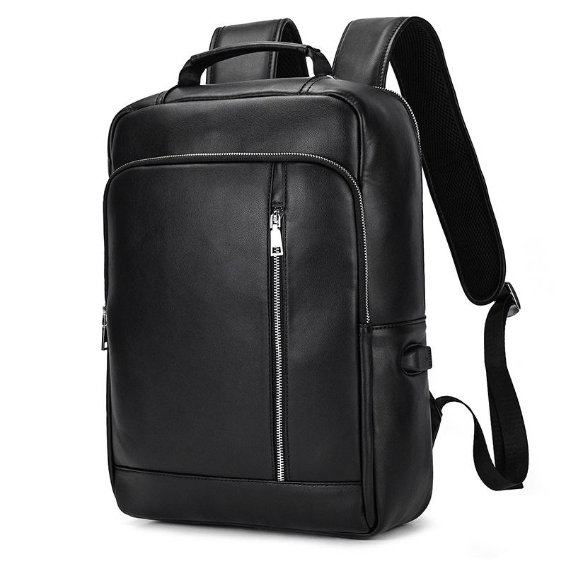 リュック メンズ 男性用 本革 牛革 ビジネス バッグ 鞄 バックパック 通勤 通学 A4 14インチPC収納 大容量 シンプル 無地 黒 ブラック ブラウン 旅行 トラベル カジュアル