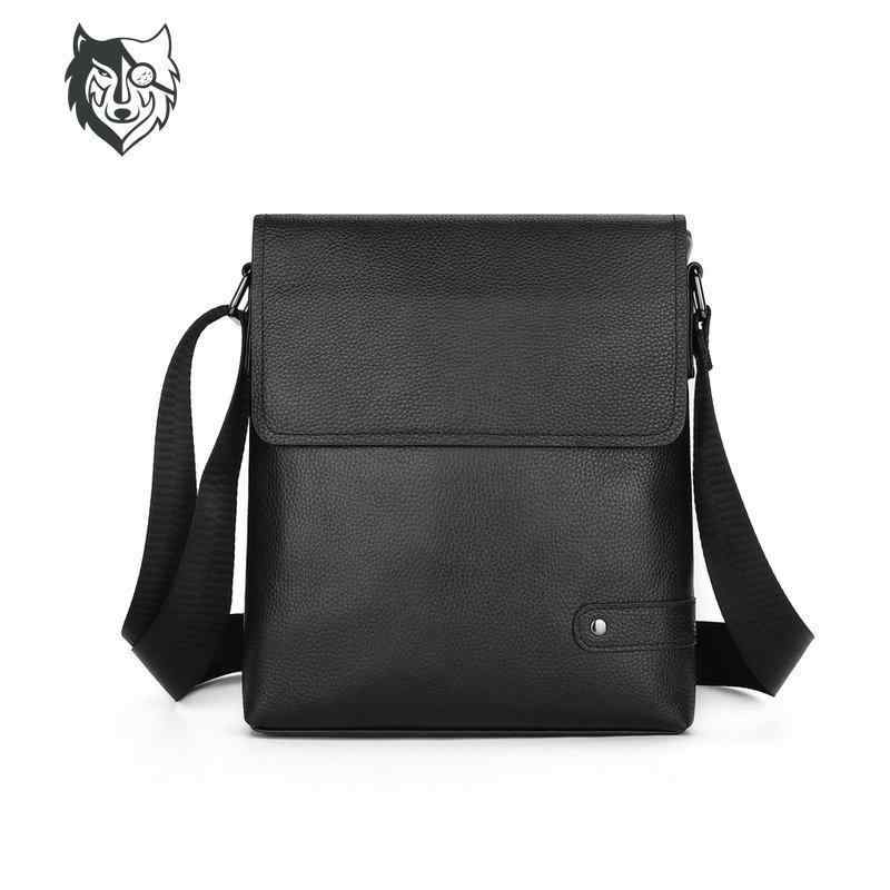 ショルダーバッグ メンズ 男性用 本革 牛革 斜めがけ 10インチ ビジネス 通勤 ブラック 耐摩耗
