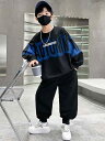 子供用スウェットセットアップ 男の子 春秋 長ズボン トップス 2点セット 普段着 部屋着 ブラック ブルー 120cm 130cm 140cm 150cm 160cm 170cm