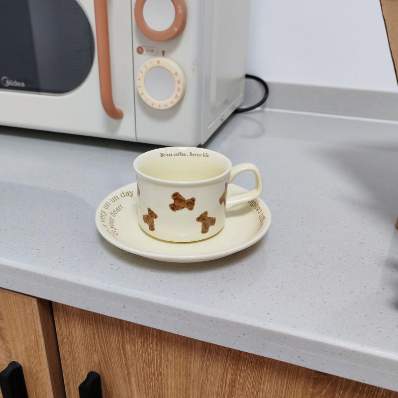 ・スタイル: INS風・カラー: ビスケットベア、カップ＆ソーサー・場所: カフェ・柄: カートン・重量: 約400g・容量: 約170ml・カテゴリ: コーヒーカップ・スタイルタイプ: フレッシュ、キュート