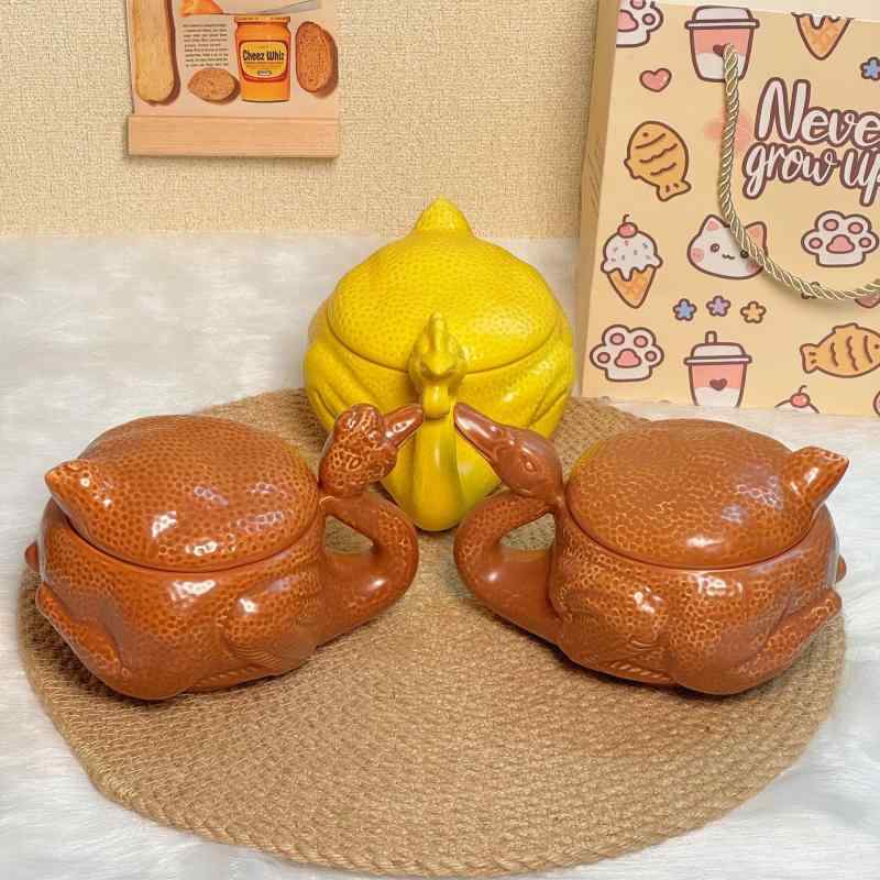 マグカップ 面白 かわいい 陶器 200ml 鶏モチーフ 塩焼き 北京ダック 獅子頭 おしゃれ コップ 景品 記..