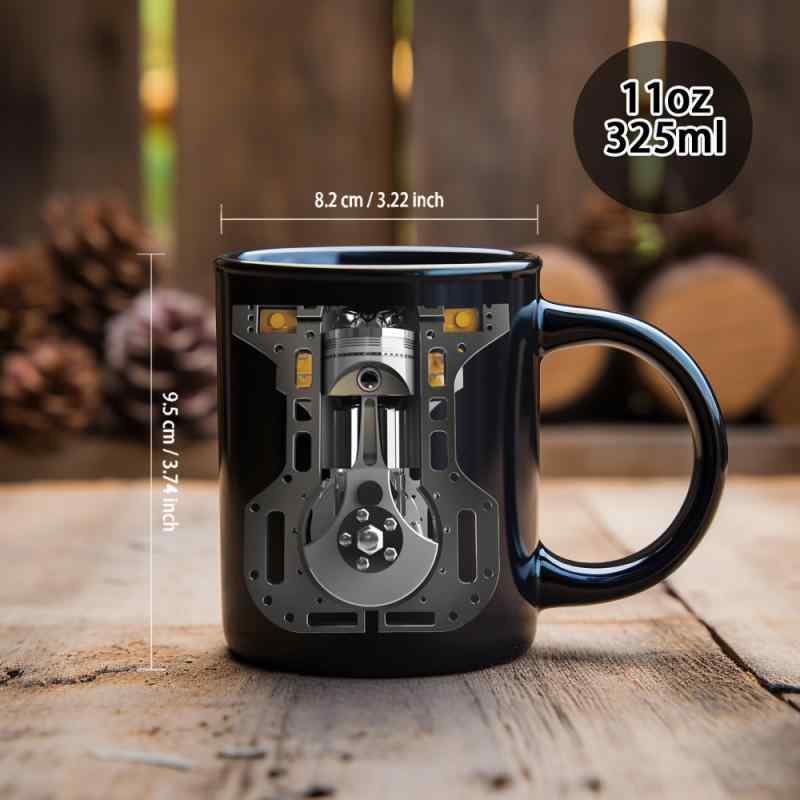 マグカップ 男性用 機械 エンジン 耐熱 白磁 コーヒーカップ