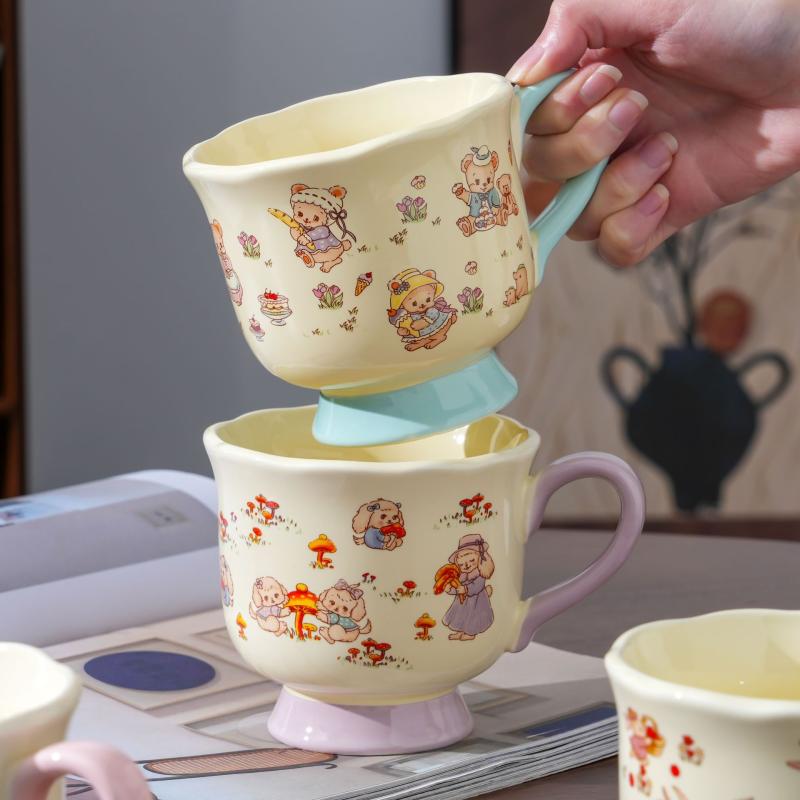 マグカップ かわいい アニマル キャラクター セラミック コーヒーカップ 学生 子供用 380ml スカイブル..