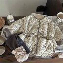 子供用パンツセット ガールズ 花柄 キルティング ジャケット 裏起毛 レギンス トップス 3点セット 秋冬 80 90 100 110 120 130 140 ...