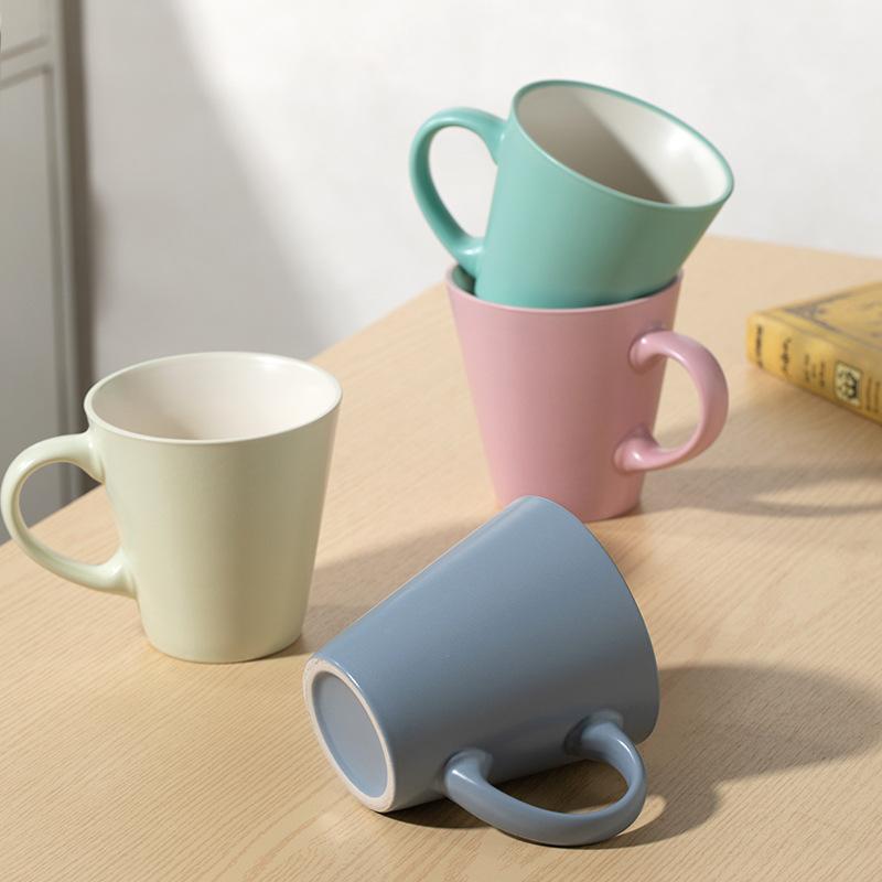マグカップ レディース メンズ パステルカラー 蓋 スプーン付き 陶器 301ml 400ml 北欧風 韓国風