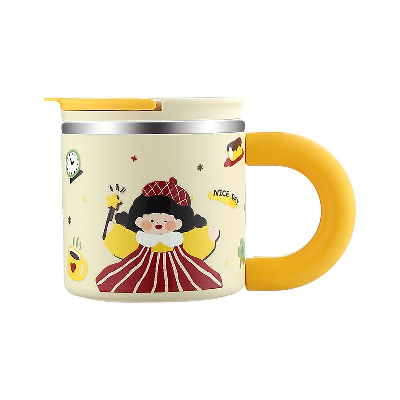 マグカップ キッズ 子供用 304ステンレス鋼 二層構造 隔熱 ミルクカップ かわいい 食品グレード パパ ..