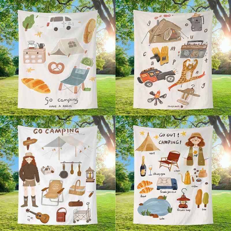 タペストリー 韓国風 インテリア 布ポスター キャンプ テント 飾り付け 壁掛け 模様替え 多機能 おしゃれ 雑貨 露營 雰囲気 部屋 backdrop 装飾布