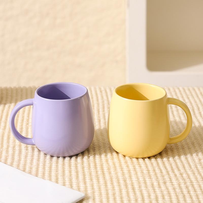 マグカップ レディース メンズ マカロンカラー 陶器 大容量 コーヒーカップ ミルクカップ ティーカップ シンプル かわいい 高級感 紫色 青色 カーキ色 黄色 ピンク色 緑色 オレンジ色 黒色 白色