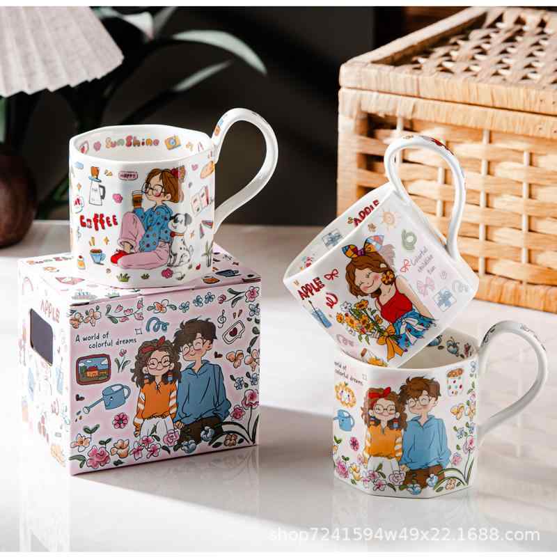 ・素材: 白磁・カテゴリ: マグカップ・スタイル: キャラクター・機能: 耐熱・構造: シングル・対象: 家庭用、男女兼用・柄: キャラクター・電子レンジ: 使用可能・形状: 多角形・重量: 約380g・対象: 男女兼用・対象: 女性、男性...