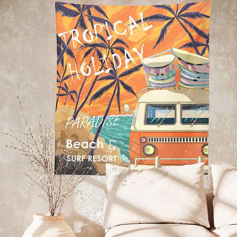 タペストリー ビーチ 海の風景 ポリエステル 繊維 インテリア 壁掛け 飾り 背景布