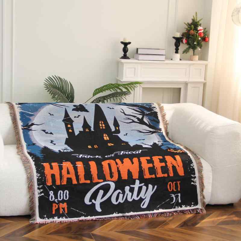 タペストリー 毛布 ブランケット ハロウィン柄 ポリエステル 綿混紡 アメリカンスタイル ソファカバー キャンプ テント 壁掛け 飾り 長方形 洗濯機洗い可