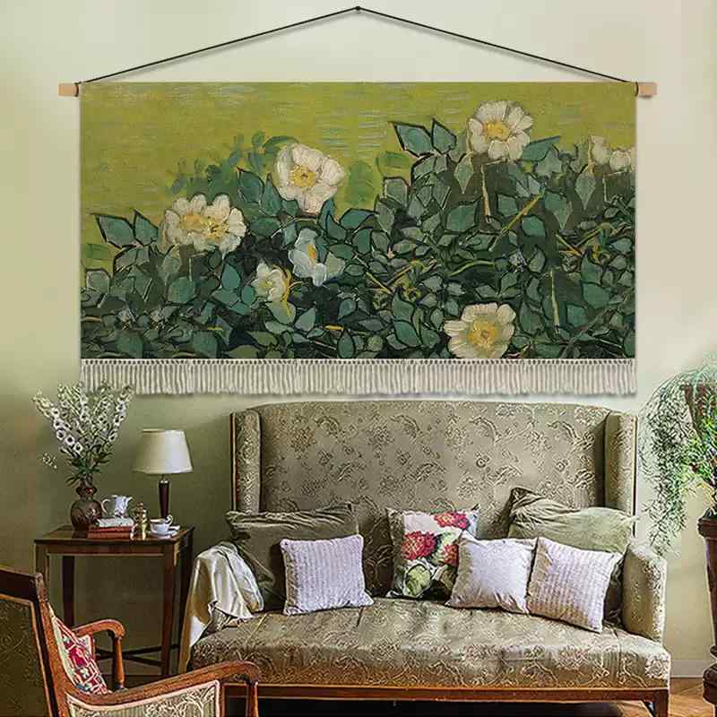 タペストリー リビング 背景 壁掛け 布 芸術 絵画 壁面装飾 高級感 インテリア アート アルル庭園 アルル小路 アルルアヤメ 海景 花畑 農場 風景