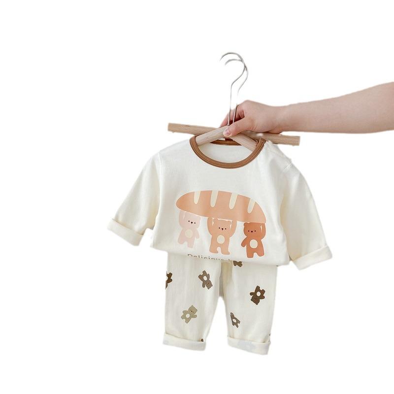 子供服 ベビー服 パジャマ 上下セット 長袖 長ズボン 綿100％ 春秋 冬 80 90 100 110 120 格子柄 小花柄 ドット柄 アニマル柄 かわいい