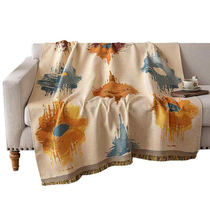 タペストリー 織り アート 壁掛け ソファブランケット 綿 ポリエステル混紡 花柄 ボタニカル柄 イエロー グリーン 軽量 雰囲気作り リビング ベッドルーム カスタムオーダー可能