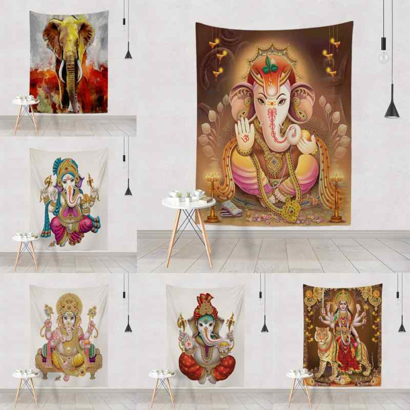 タペストリー インド神 象 宗教 儀式 神秘主義 ポリエステル 壁掛け 家庭 リビング ルーム 装飾 73-95cm 130-150cm 150-200cm