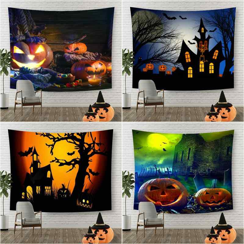 タペストリー ハロウィン 背景装飾 ホームパーティー 壁布 カボチャ ランタン 髑髏 ポリエステル 室内 リビング 寝室