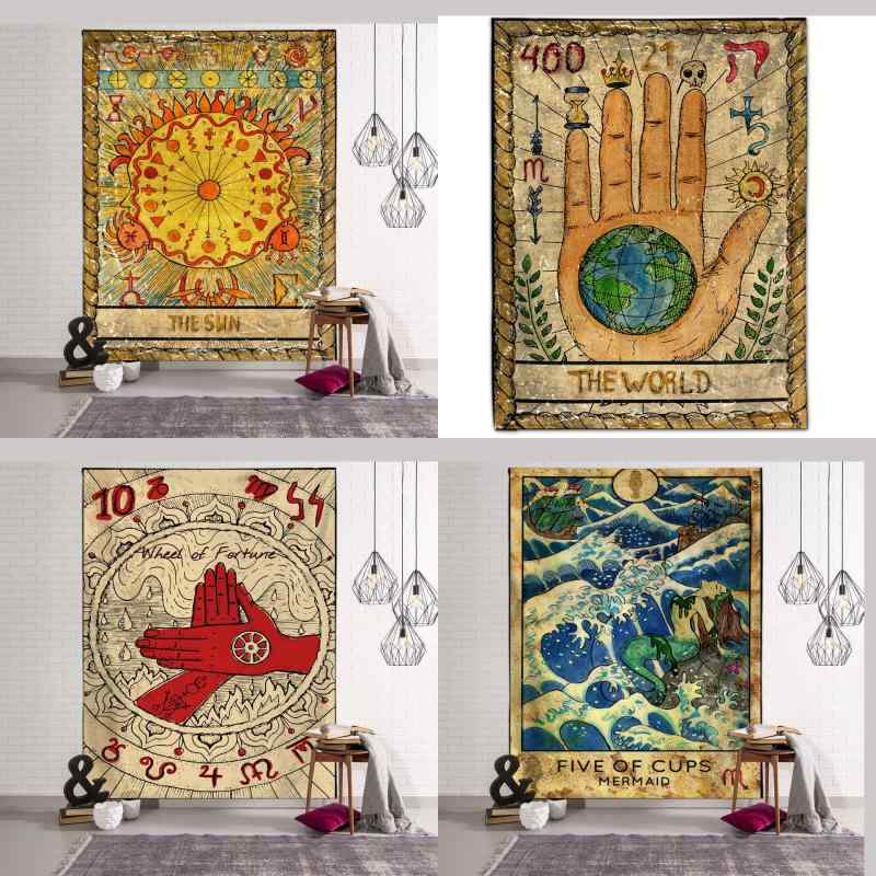 タペストリー レトロ 星座 太陽 月 星 手織り ポリエステル繊維 リビング 寝室