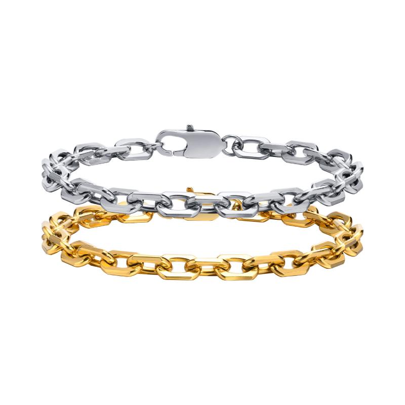 Other , Materials - ブレスレット メンズ レディース 兼用 ステンレス スチール 菱形 ペアアクセサリー 普段使い シンプル スタイリッシュ シルバー 銀色 ゴールド 金色