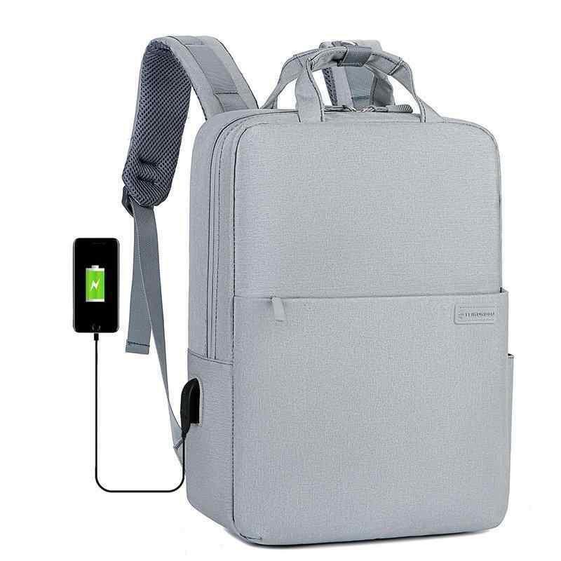 リュックサック 男女兼用 撥水 ビジネス 通勤 通学 大容量 多機能 15インチ PC収納 シンプル カジュアル スタイリッシュ バックパック デイパック グレー