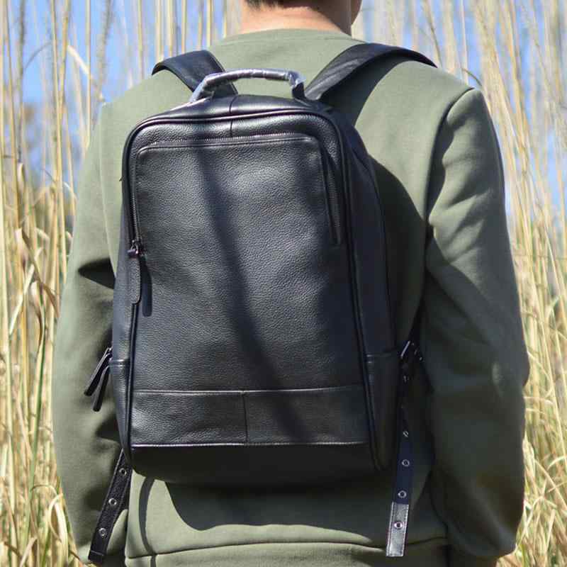 Other - リュック メンズ 男性用 紳士 本革 牛革 レザー バックパック ビジネス 通勤 旅行 大容量 15インチPC収納 シンプル 無地 黒 ブラック