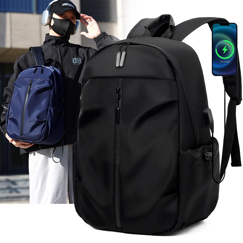 Men'S Bag - リュック メンズ 男性用 兼用 カジュアル ビジネス パソコン バッグ バックパック 韓国 大学生 通学 通勤 旅行 無地 20L以下 耐摩耗 灰色 黒色 青色 オックスフォード布 クッション性 10インチ