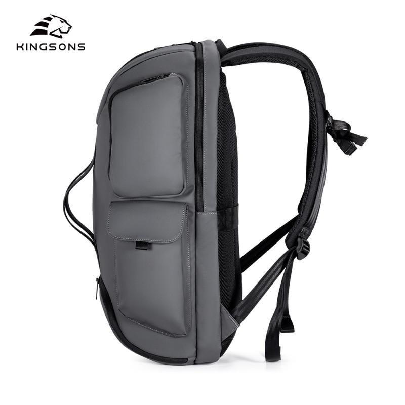 リュック メンズ 男性用 大容量 ビジネス バックパック 2way 韓国風 アウトドア 旅行 手提げ 20-35L 皮膜 無地 15インチ 拡張機能 深灰